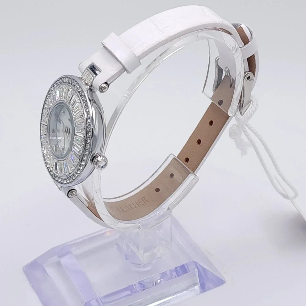 Invicta Celestial 70352 Womens Watch Silver Crystal White Leather 30mm New